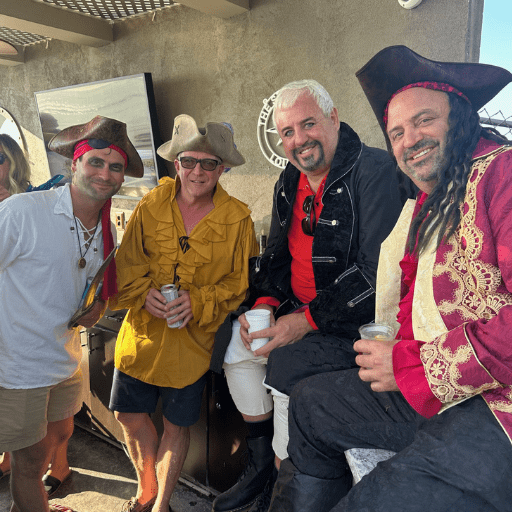 6 Bryan Kasper with friends, in pirate costume, during Pyrate Fest.